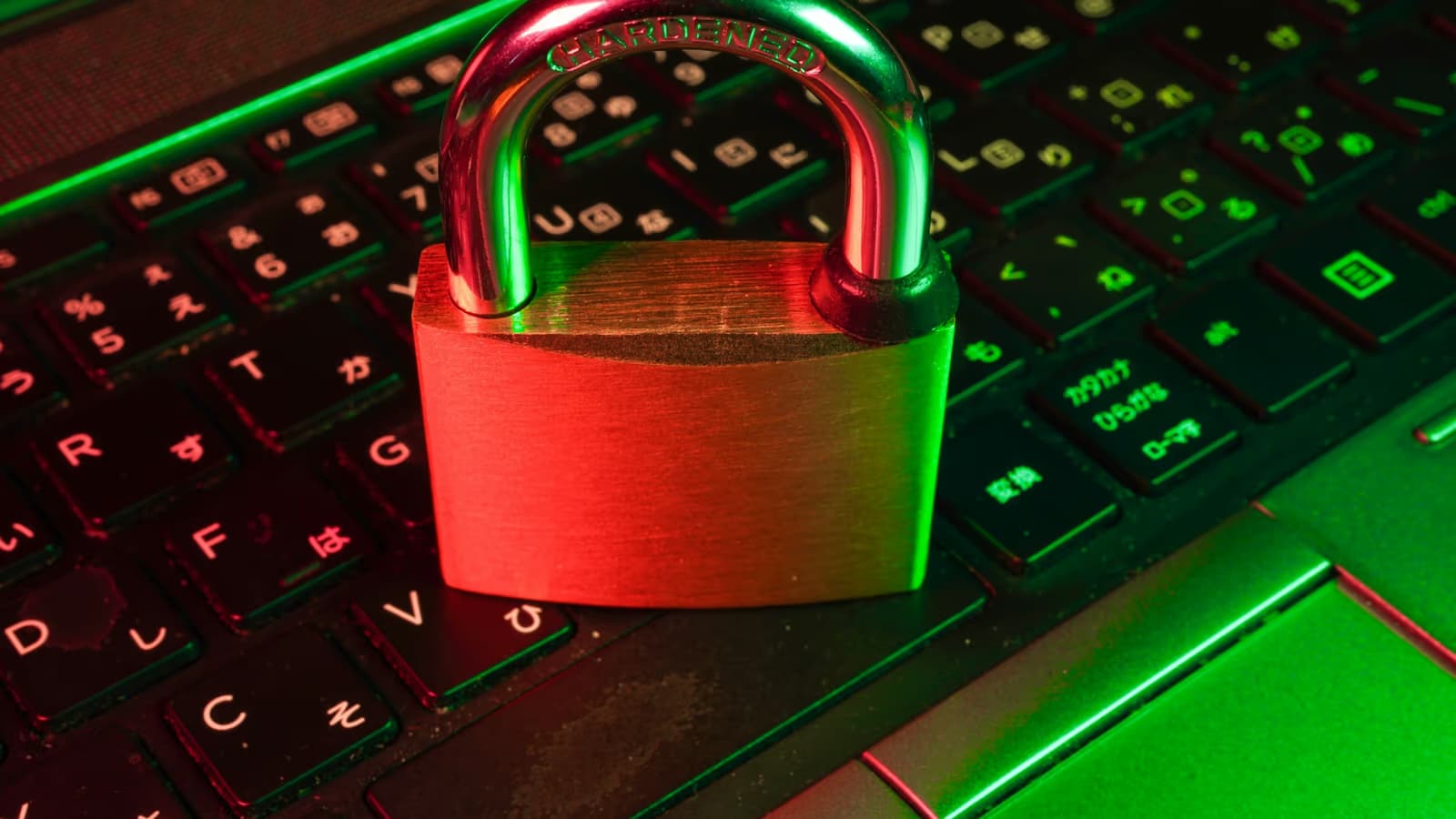 Digital padlock with server racks in background — symbolic of cloud encryption.